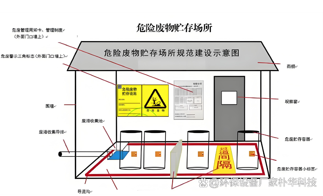 危廢暫存間外部結構及分區示意圖